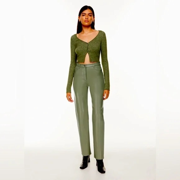 Aritzia, Wilfred, Bitter‎ Sage Melina Pant, Faux Leather, Green | Women’s 6 - Picture 3 of 10